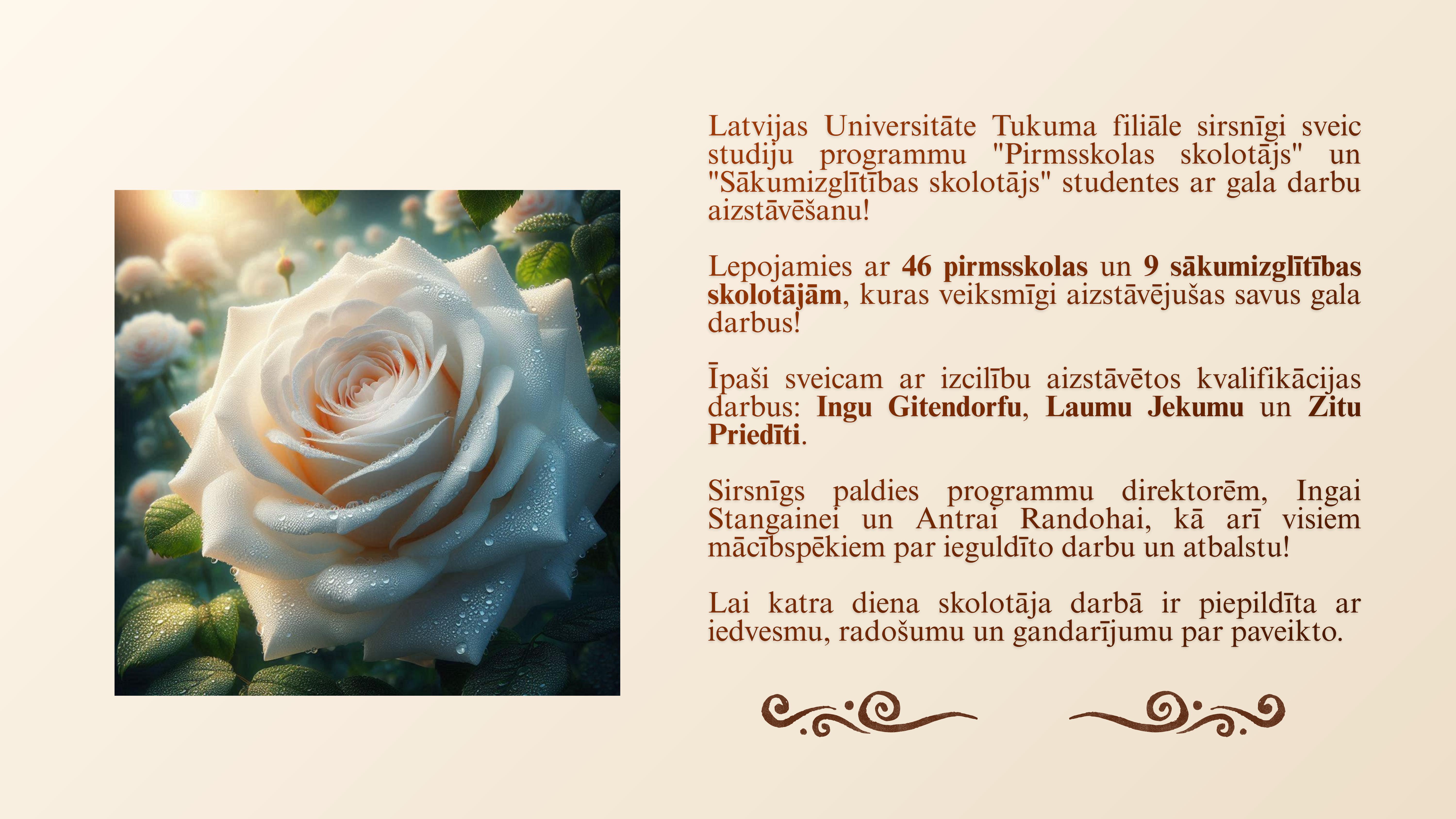 Apsveikums Tukuma filiāles studentēm par gala darbu aizstāvēšanu